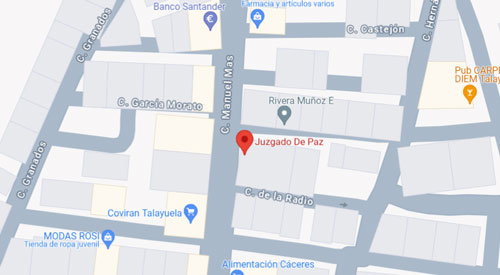 mapa Registro Civil Juzgado de Paz de Talayuela