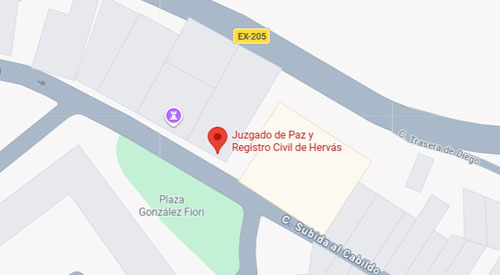 mapa Registro Civil Juzgado de Paz de Hervás